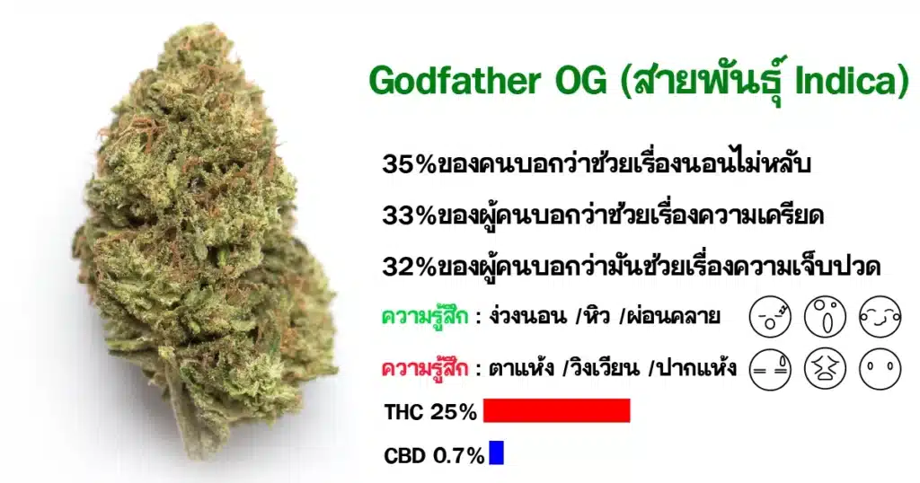 ดอกกัญชา Godfather og (สายพันธุ์ Indica)