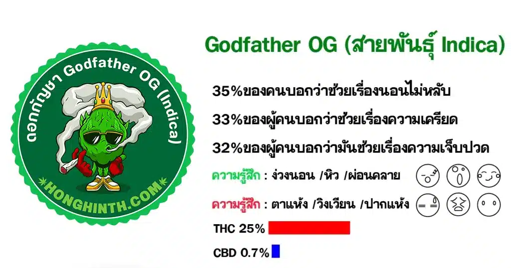 ดอกกัญชา Godfather OG (สายพันธุ์ Indica)